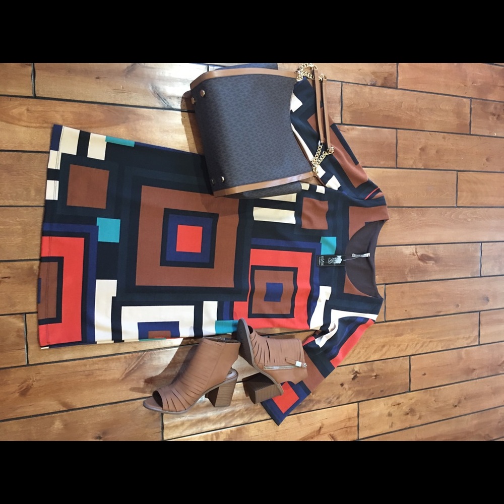 Geometric Patterned Midi Dress - Multicolor - Picture 3 of 3